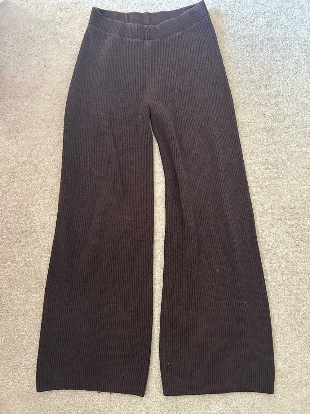 New Womens GAP Brown Ribbed Knit Wide-Leg Pants